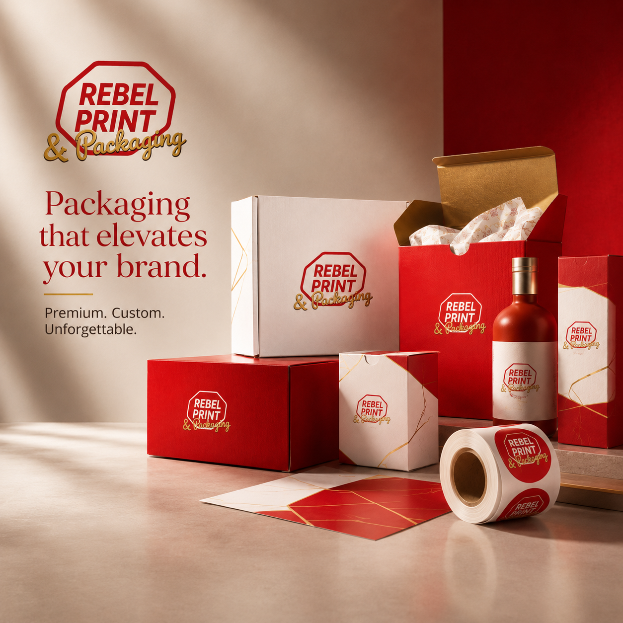 Premium verpakkingen, dozen, labels en merkdrukwerk van Rebelprint