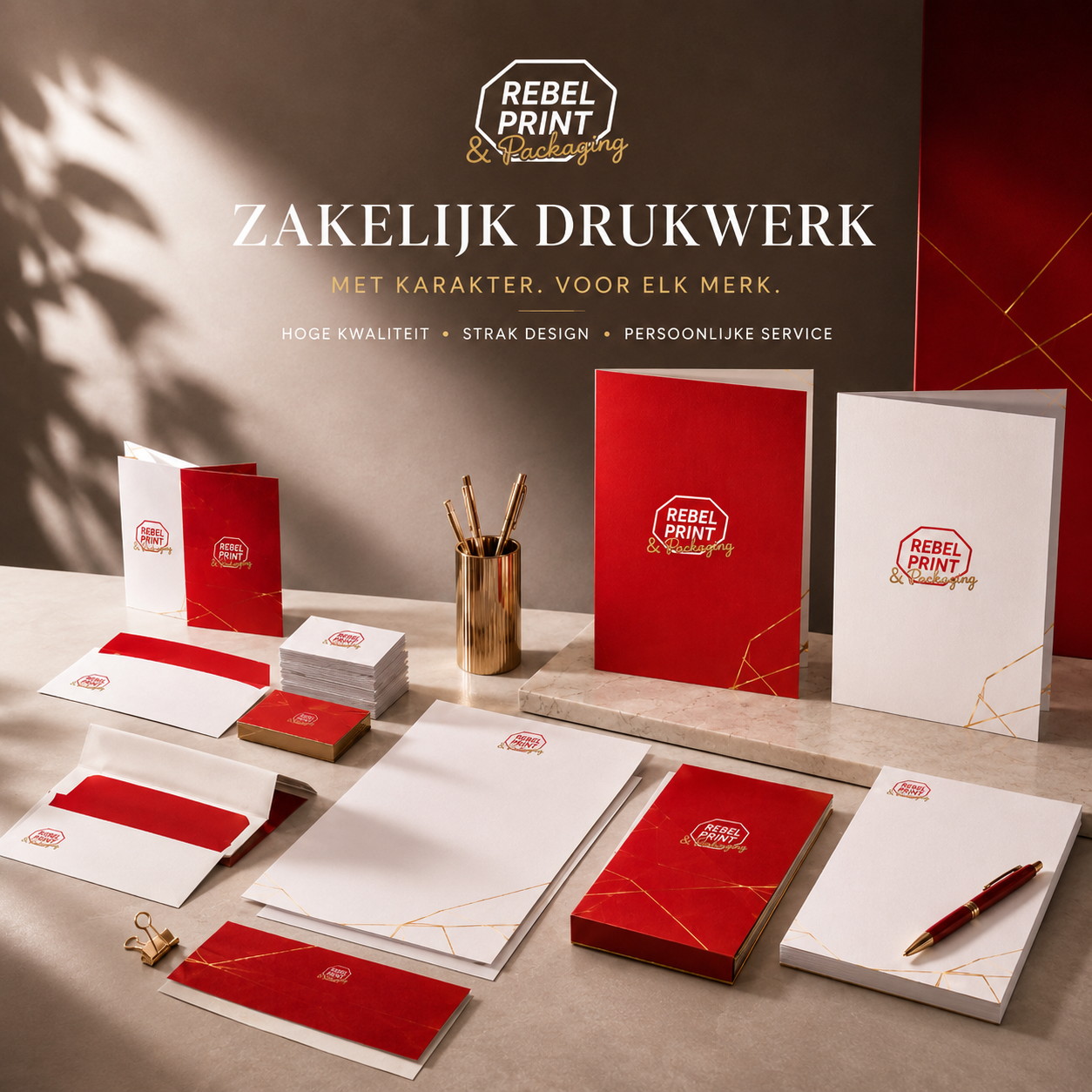 Zakelijk drukwerk, briefpapier, mappen, kaarten en enveloppen